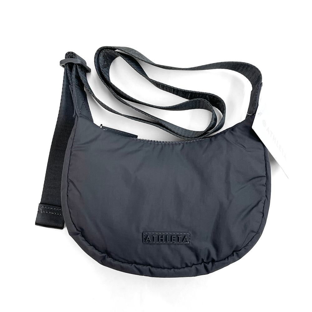 Athleta All About Mini Crescent Bag New $49 Shadow Grey Small Nylon Crossbody